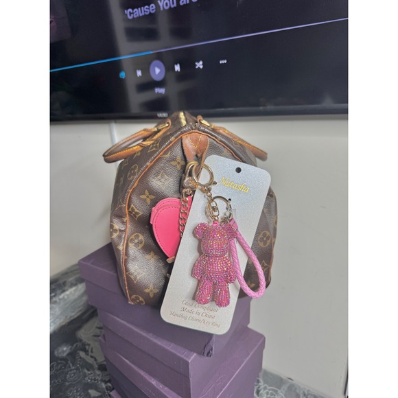 Natasha Couture Accessories - Natasha Pink Rhinestone Teddy Bear Keychain Crystal Bag Charm Cute Gift